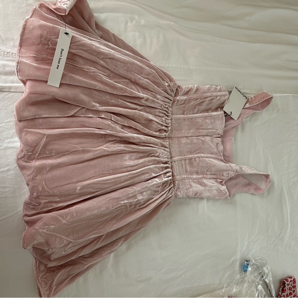 Reformation Contessa Dress Cherry Blossom Pink Velvet Party Dress Size 0 - Picture 4 of 6